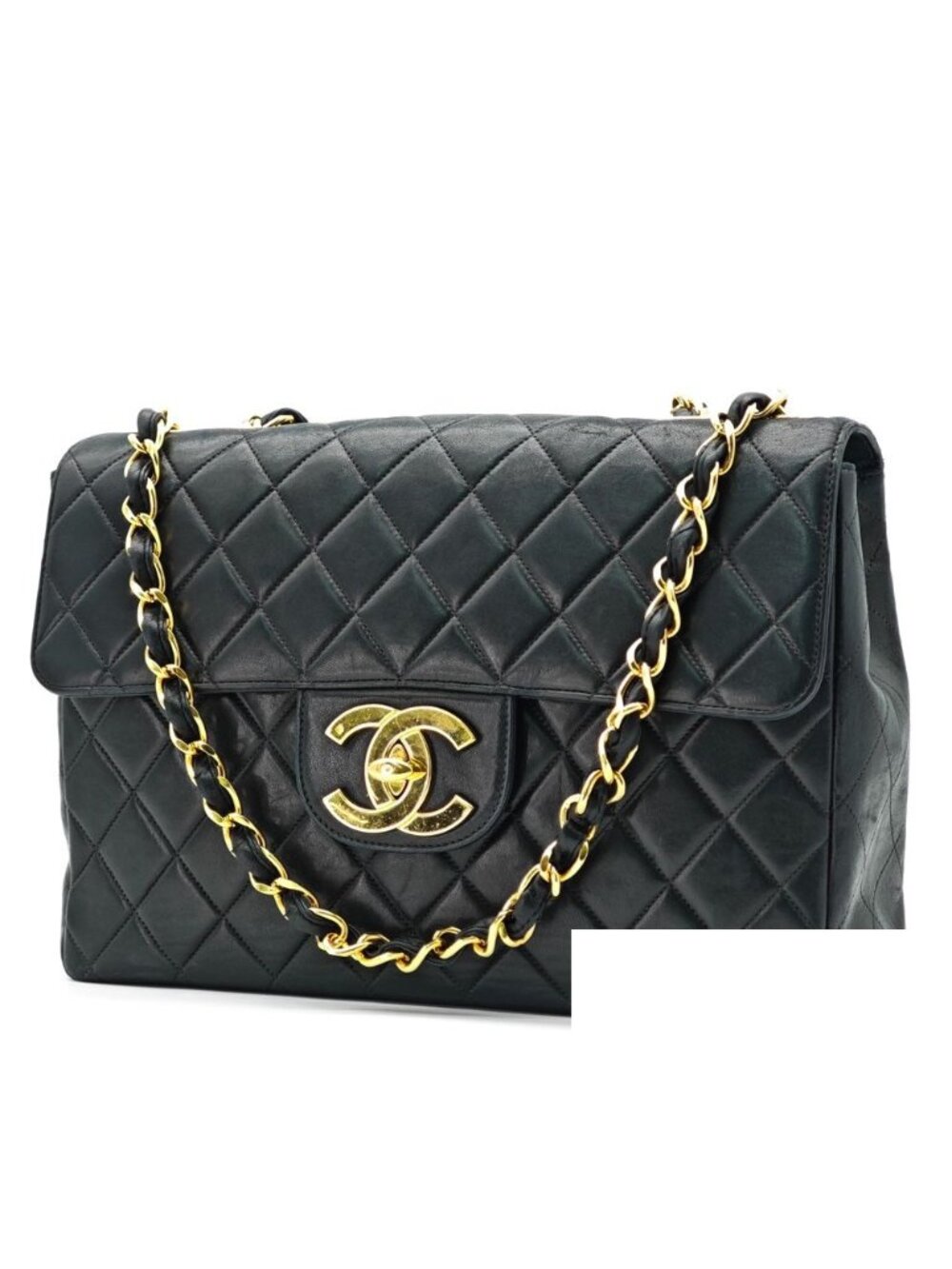 Chanel Maxi Quilted Lambskin Bag Handbag Flap Bag Black